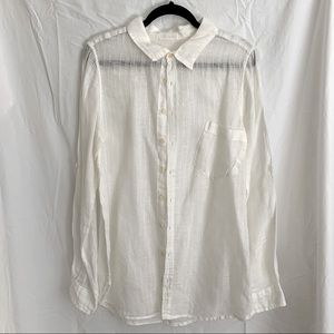 CP Shades White Linen Button Up | Medium